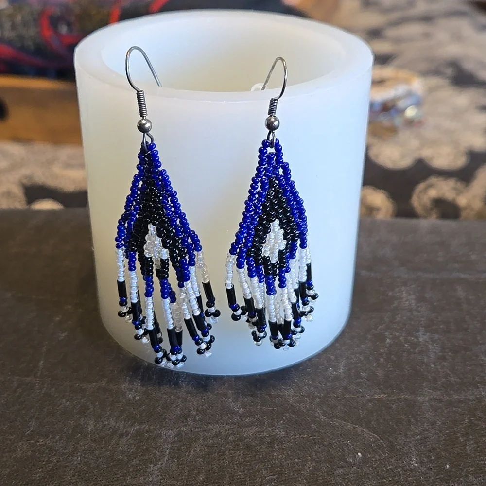 Vintage Native American Style Beaded Dangle Earrings